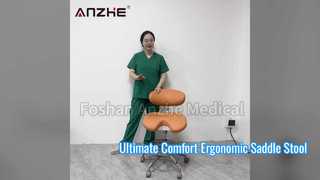 AZ-ST11-1 Ghế đẩu y tế yên ngựa tiện dụng Video | Ghế nha khoa có thể điều chỉnh bằng da Microfiber