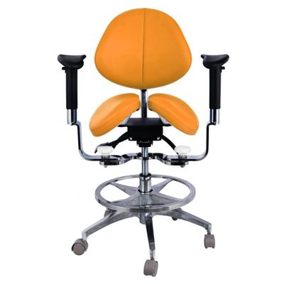 Ghế nha sĩ công thái học chia yên ngựa, ghế đẩu nha khoa xoay bọc da vi sợi cao cấp