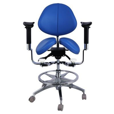 Ghế nha sĩ công thái học chia yên ngựa, ghế đẩu nha khoa xoay bọc da vi sợi cao cấp