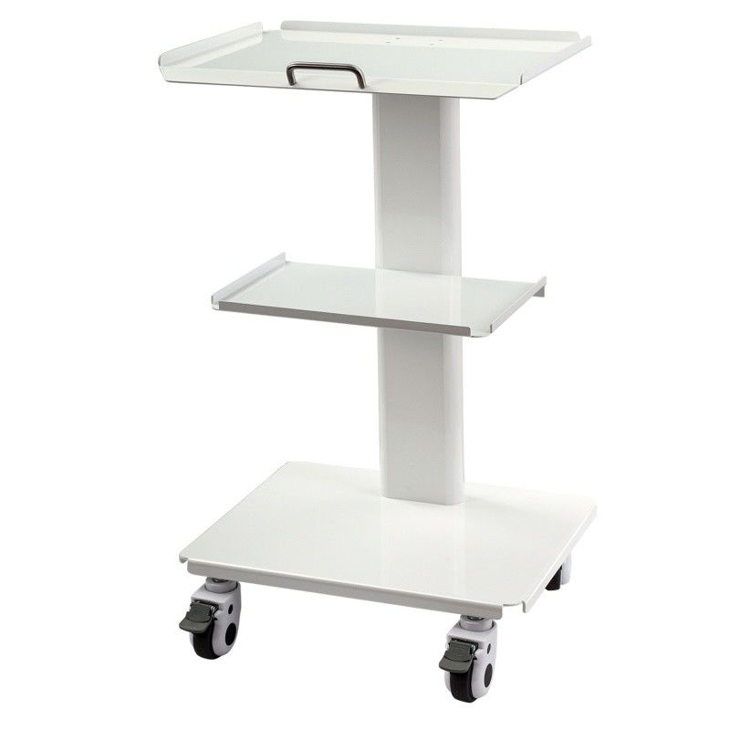 Xe đẩy dụng cụ nha khoa màu trắng của nhà máy Foshan với ổ cắm Xe đẩy di động nha khoa 3 tầng bằng thép không gỉ