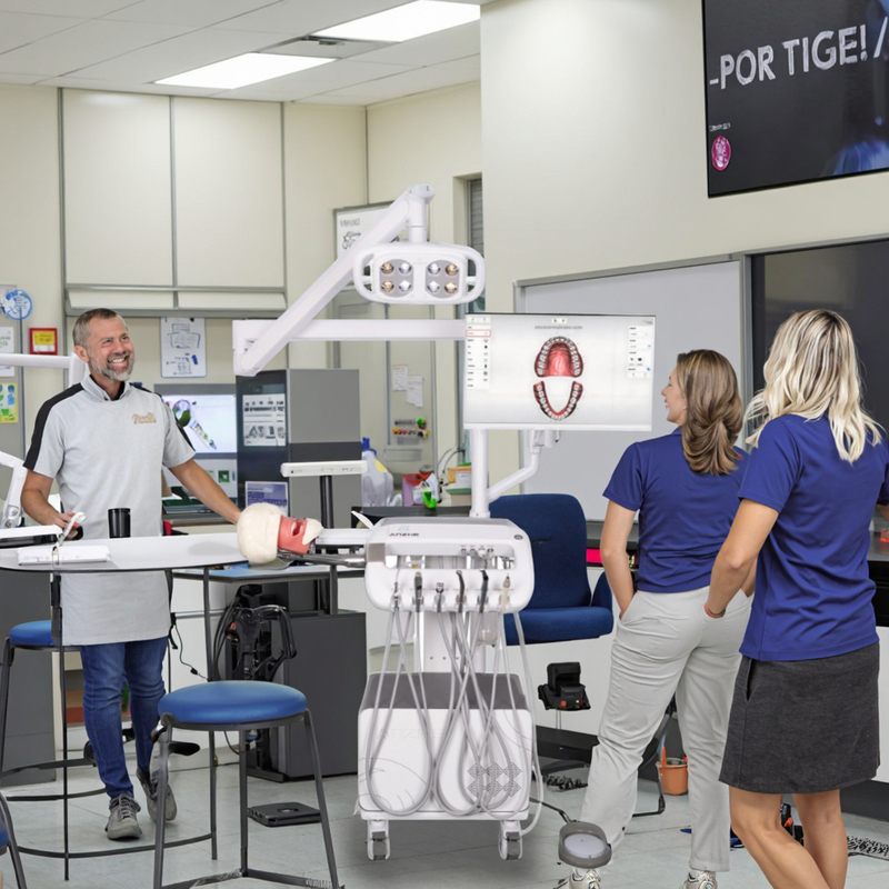 Hệ thống mô phỏng miệng cho đào tạo cao đẳng Hệ thống đào tạo mô phỏng nha khoa tiên tiến với đèn phẫu thuật và máy nén khí