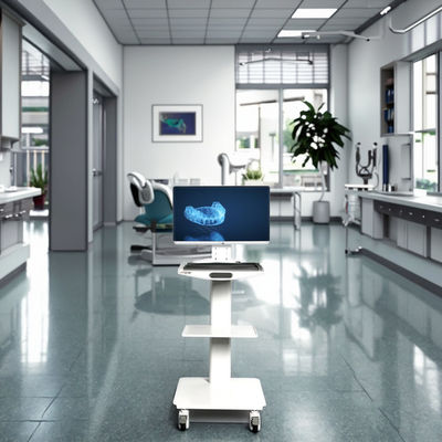 Xe đẩy nha khoa di động có máy tính, xe đẩy bệnh viện di động, xe đẩy di động bằng thép không gỉ có phanh