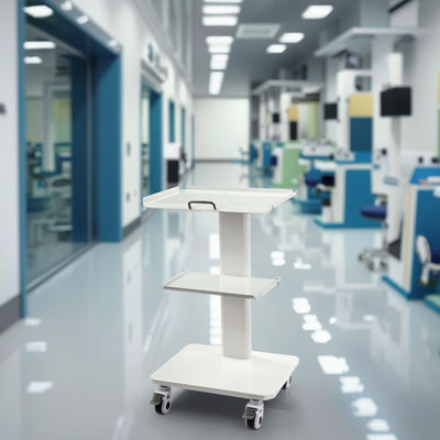 Giá tốt Xe đẩy nha khoa di động đa năng 3 tầng, xe đẩy kim loại di động, màu trắng, xe đẩy dụng cụ nha khoa trực tuyến