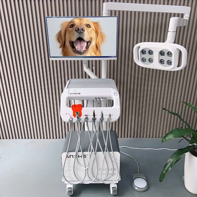 Máy Nha Khoa Thú Y Di Động với Đèn LED và Máy Nén Khí Xe Đẩy Điều Trị Nha Khoa Thú Cưng Di Động Máy Trị Liệu Nha Khoa 550W cho Phòng Khám Thú Cưng