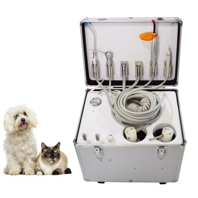 Đơn vị nha khoa thú y di động Đồ xách nhôm hợp kim hành lý phong cách Vet Dental Suite với máy nén không khí im 4 và 6 người cầm có sẵn