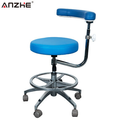 Ghế phụ nha khoa công thái học có tay vịn xoay 360 độ, lưng ghế, chiều cao có thể điều chỉnh, vòng chân và bánh xe chịu lực