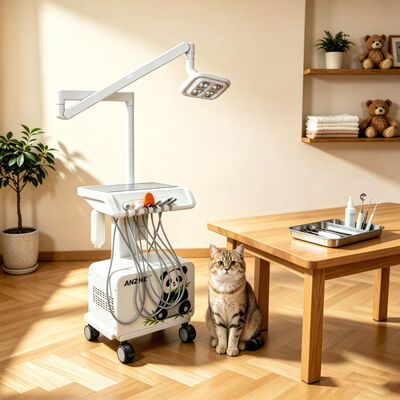 Giá tốt Đơn vị nha khoa thú y di động di động với đèn nha khoa LED 8 Được xây dựng trong máy nén không khí Scaler Curing Light Suction Workstation di động trực tuyến