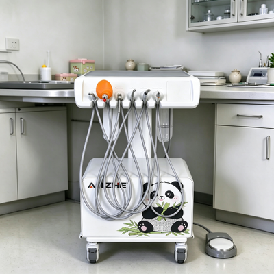 Máy Trạm Nha Khoa Thú Y Di Động 550W Máy Nén Khí Không Dầu Đơn Vị Nha Khoa Thú Cưng Di Động Có Hút Và Đèn Chiếu Răng LED